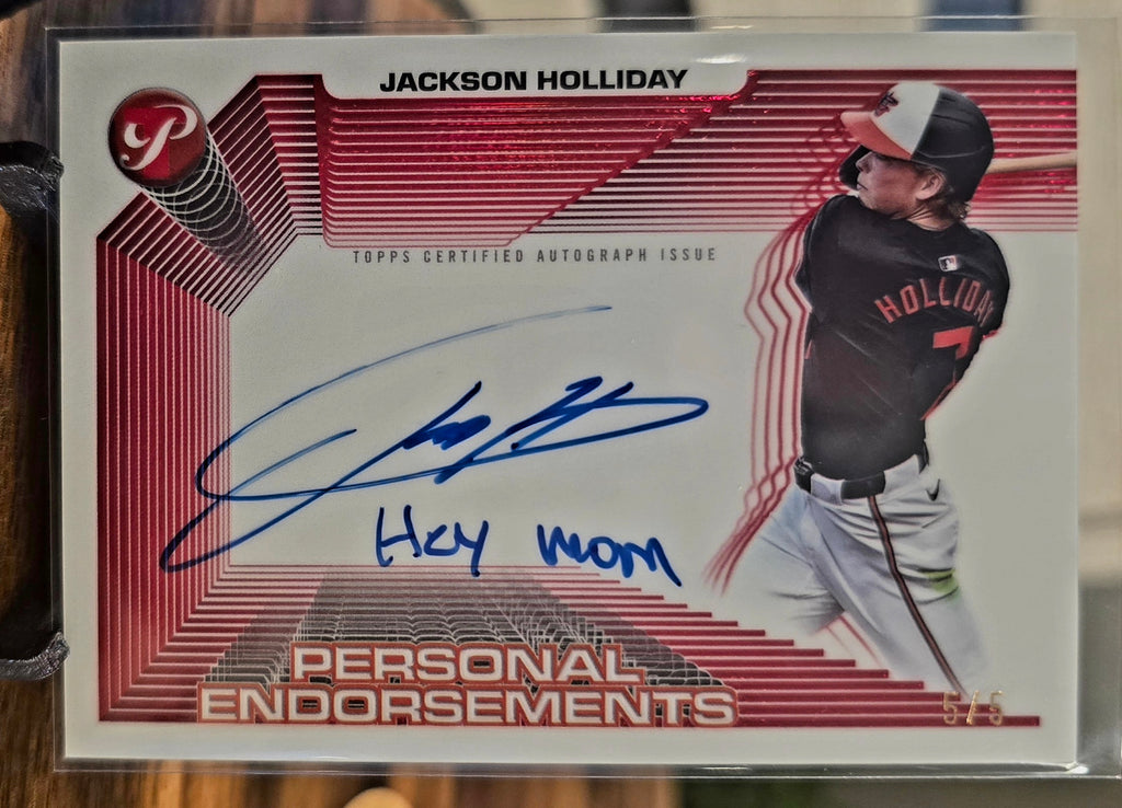 2025 Topps Pristine Jackson Holliday Personal Endorsements Autograph 5/5 Red!