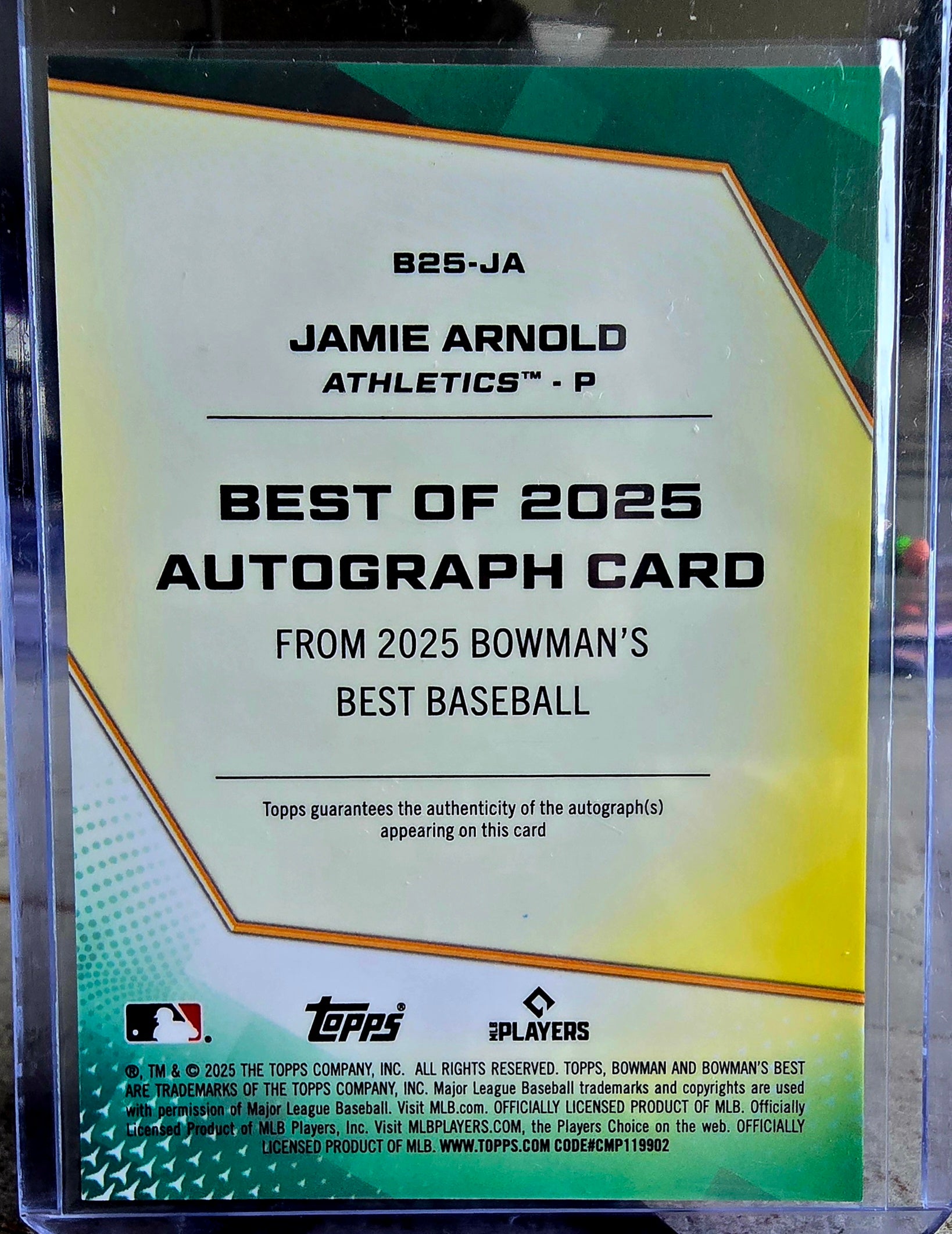 2025 Bowman Best - Jamie Arnold Autograph - Base Autograph Card #B25-JA